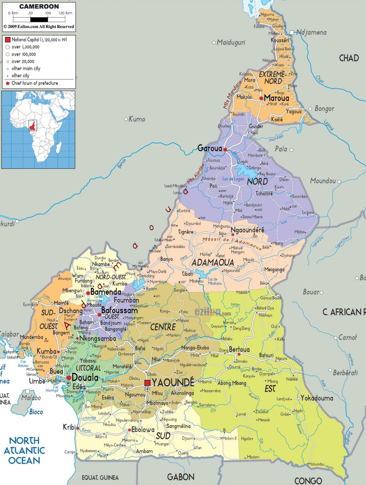 Cameroun carte des régions