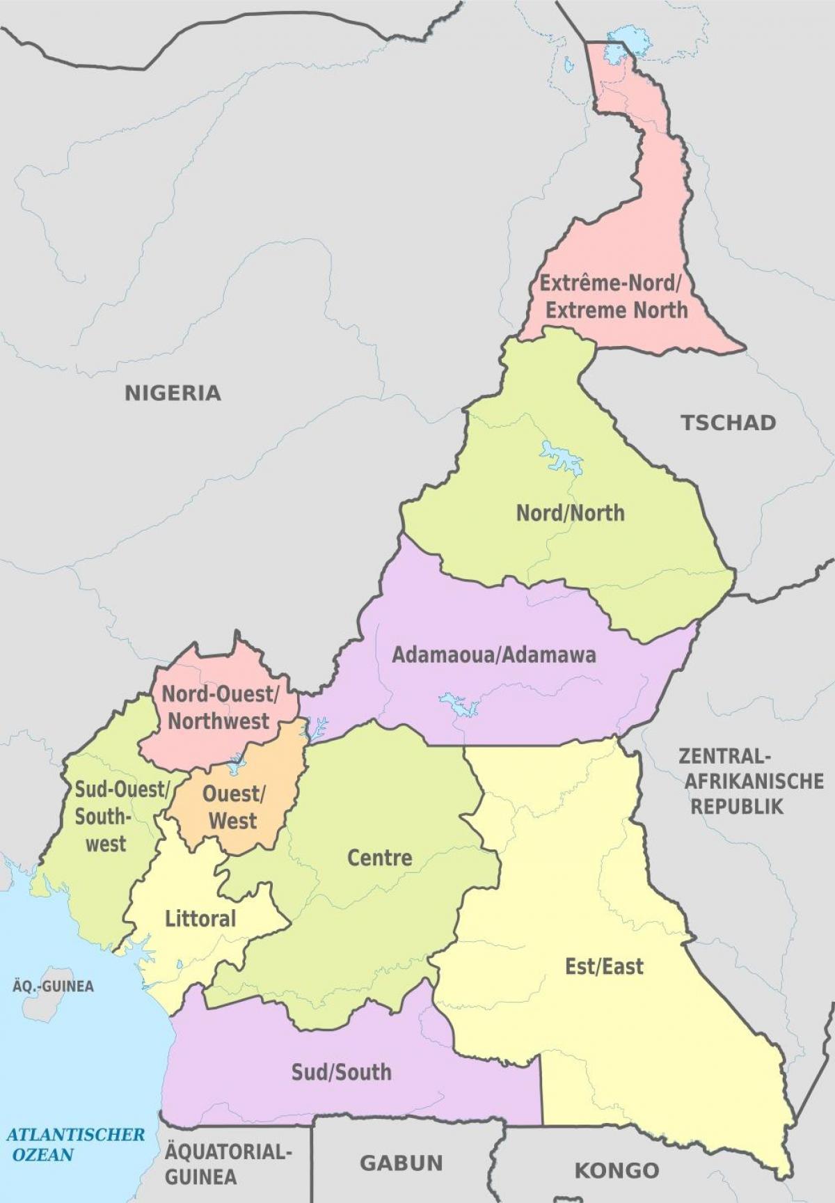 Carte administrative du Cameroun