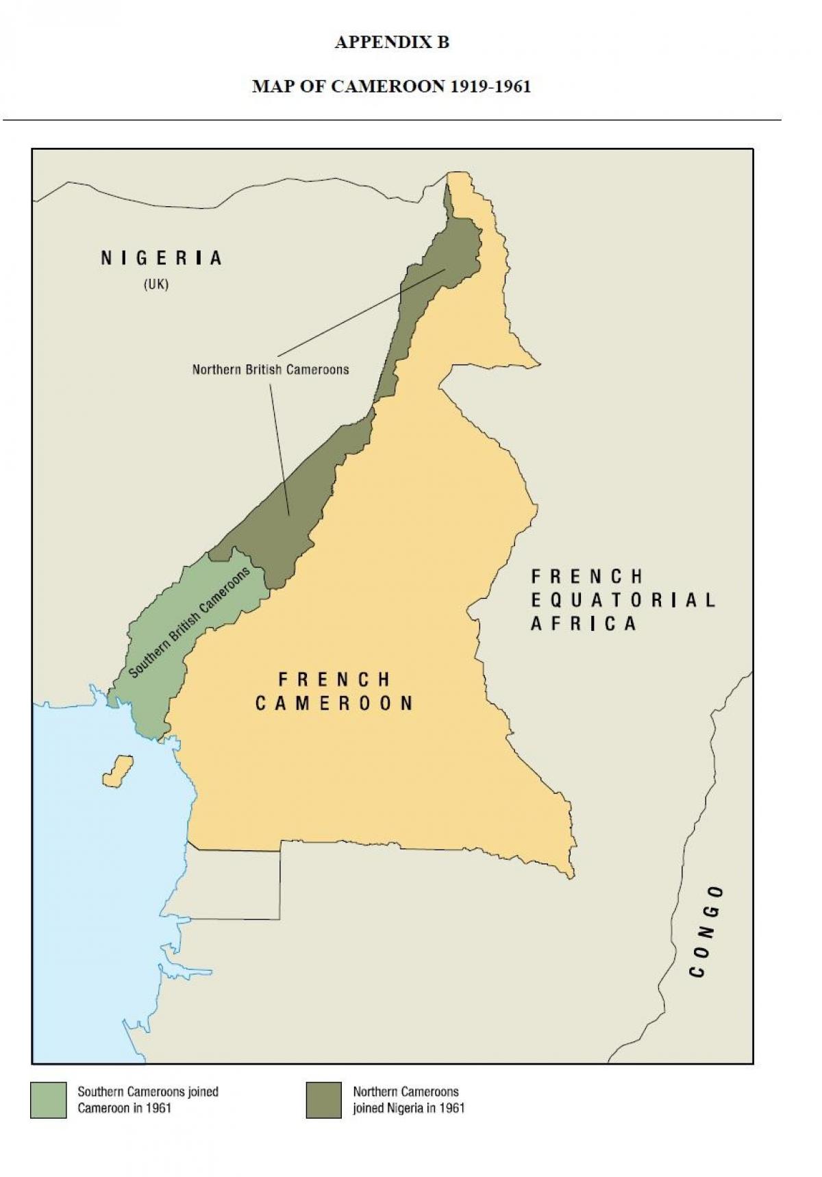 Carte de uno état du Cameroun