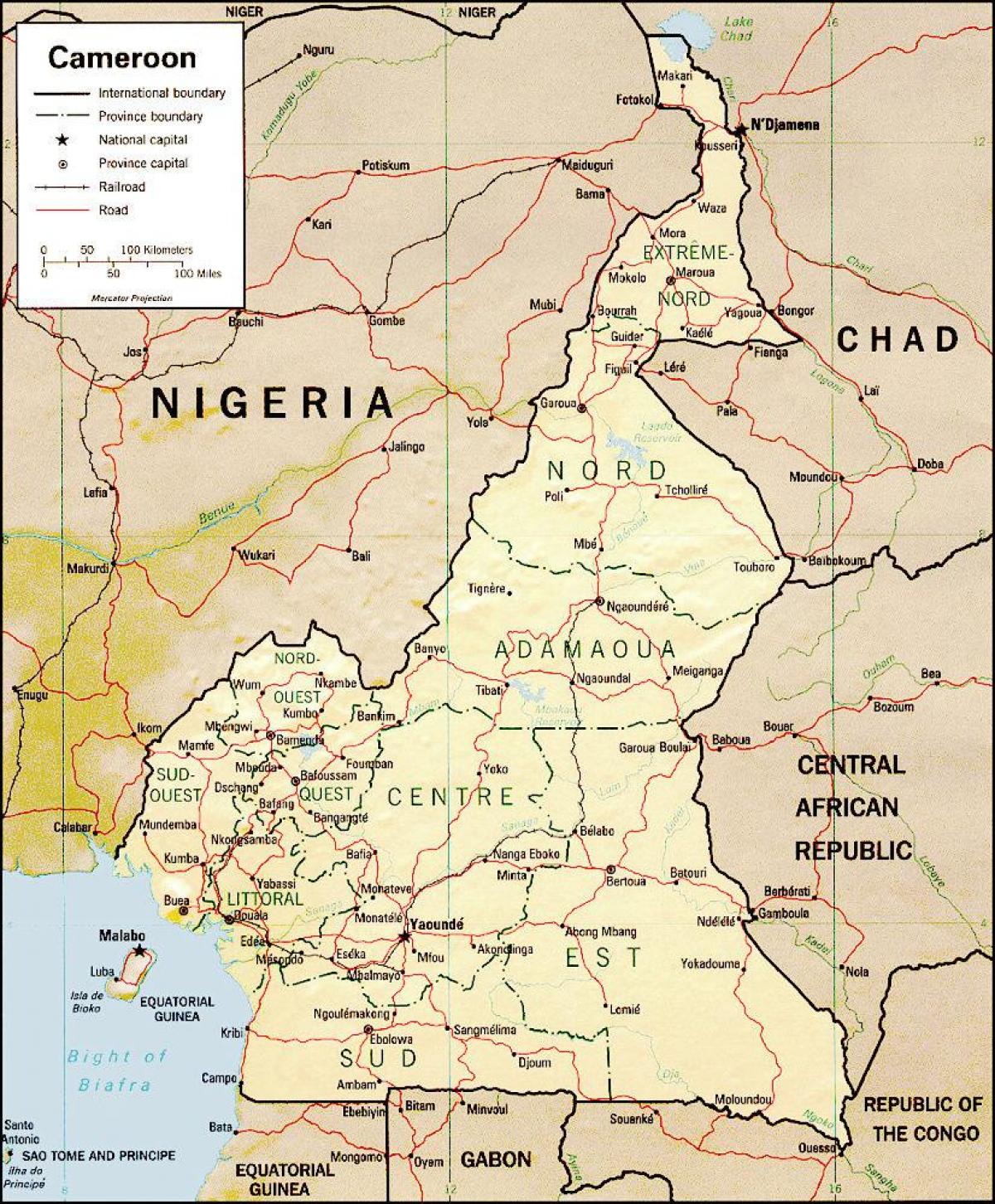 la carte du Cameroun