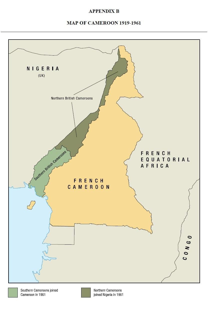Carte de uno état du Cameroun